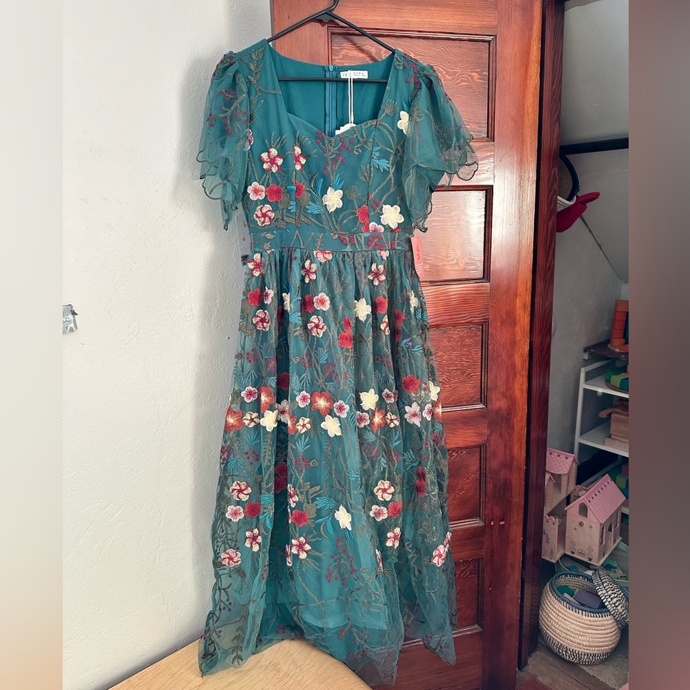 Ivy City Co. Flora Dress in Jade NEW Medium